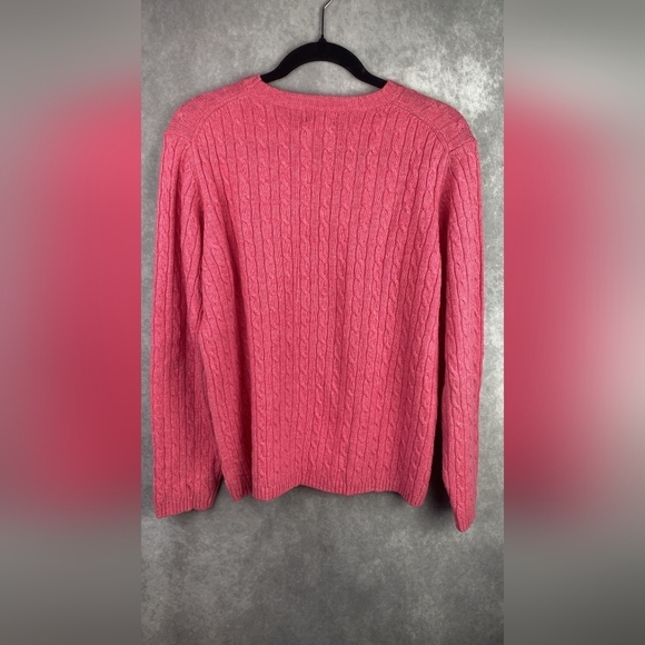 L.L.Bean Iced Rose Crewneck Cable Knitted Long Sleeve Sweater Women M Lambswool - Picture 4 of 5